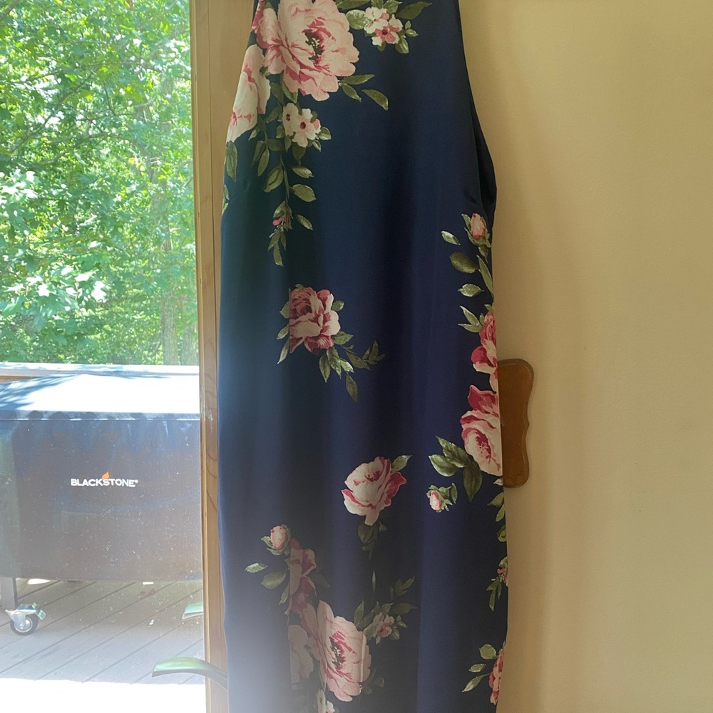 Altar'd State Navy Dress with Pink Floral Accents